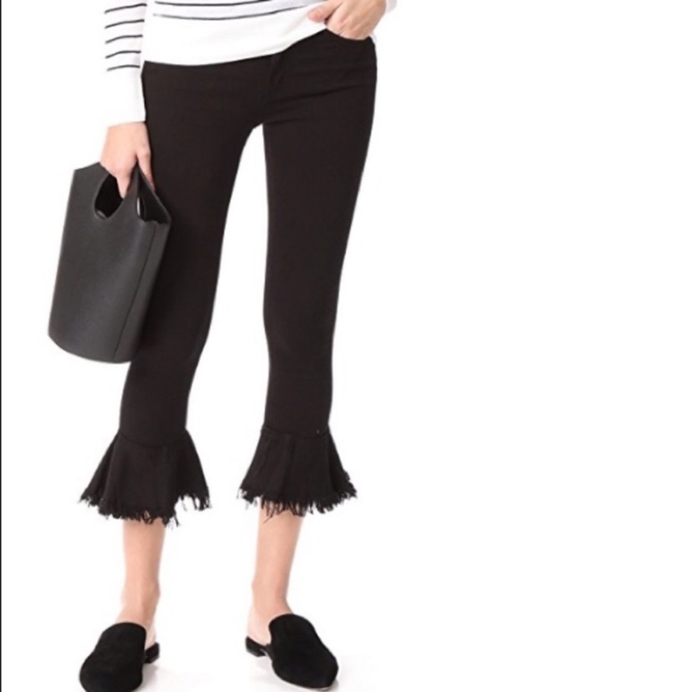 McGuire Bohemia Black Crop Ruffle Kick Flare size 23